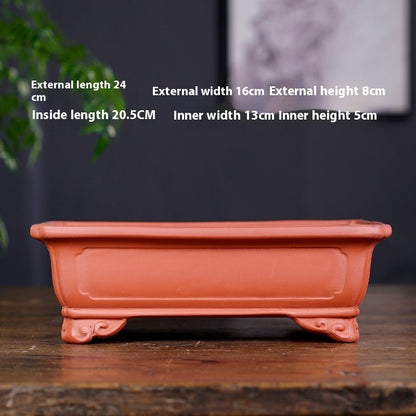 Purple Sand Ceramic Large Rectangular Bonsai Green Plant Bonsai Landscape Flower Pot