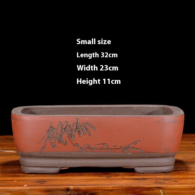 Purple Sand Flowerpot Rectangular Bonsai Pot