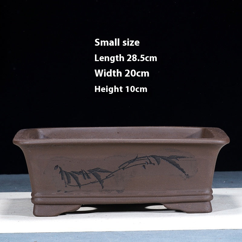 Purple Sand Flowerpot Rectangular Bonsai Pot