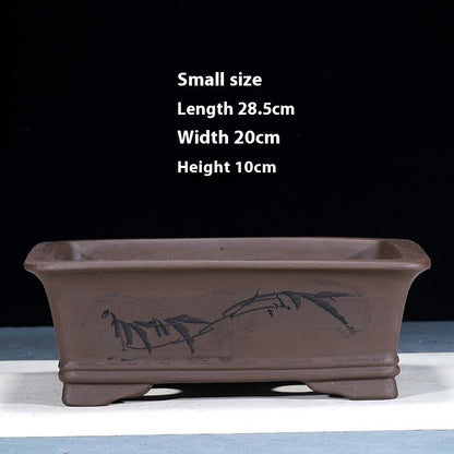 Purple Sand Flowerpot Rectangular Bonsai Pot