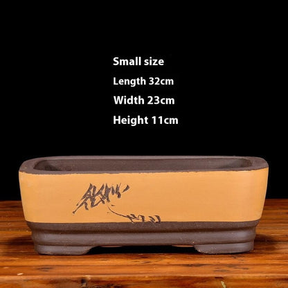 Purple Sand Flowerpot Rectangular Bonsai Pot