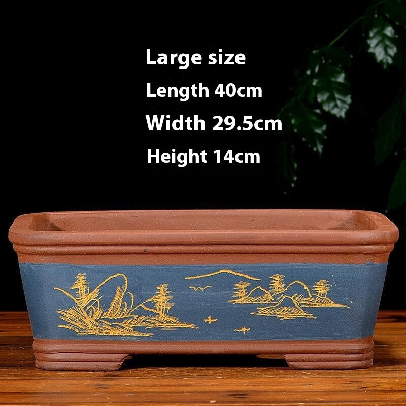 Purple Sand Flowerpot Rectangular Bonsai Pot