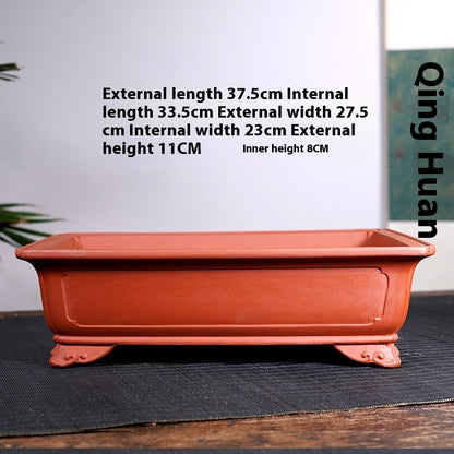 Purple Sand Ceramic Large Rectangular Bonsai Green Plant Bonsai Landscape Flower Pot