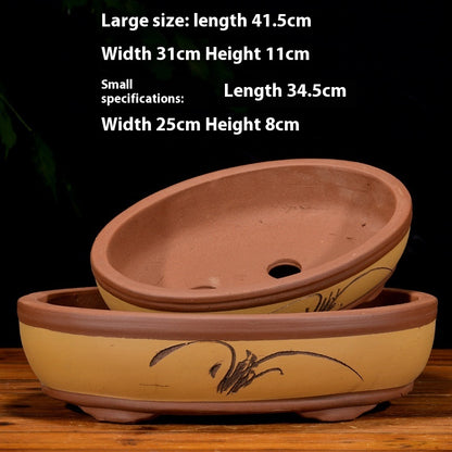 Purple Sand Flowerpot Rectangular Bonsai Pot