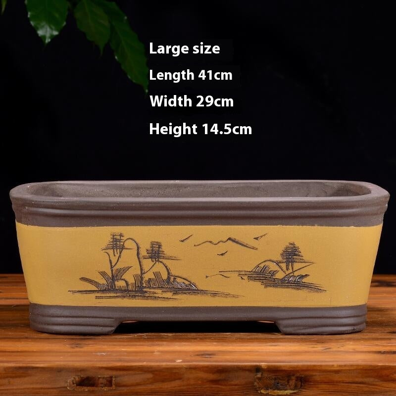 Purple Sand Flowerpot Rectangular Bonsai Pot