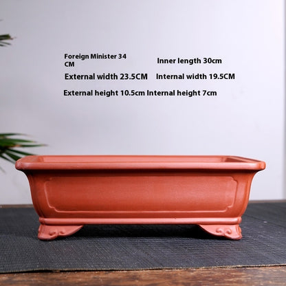 Purple Sand Ceramic Large Rectangular Bonsai Green Plant Bonsai Landscape Flower Pot