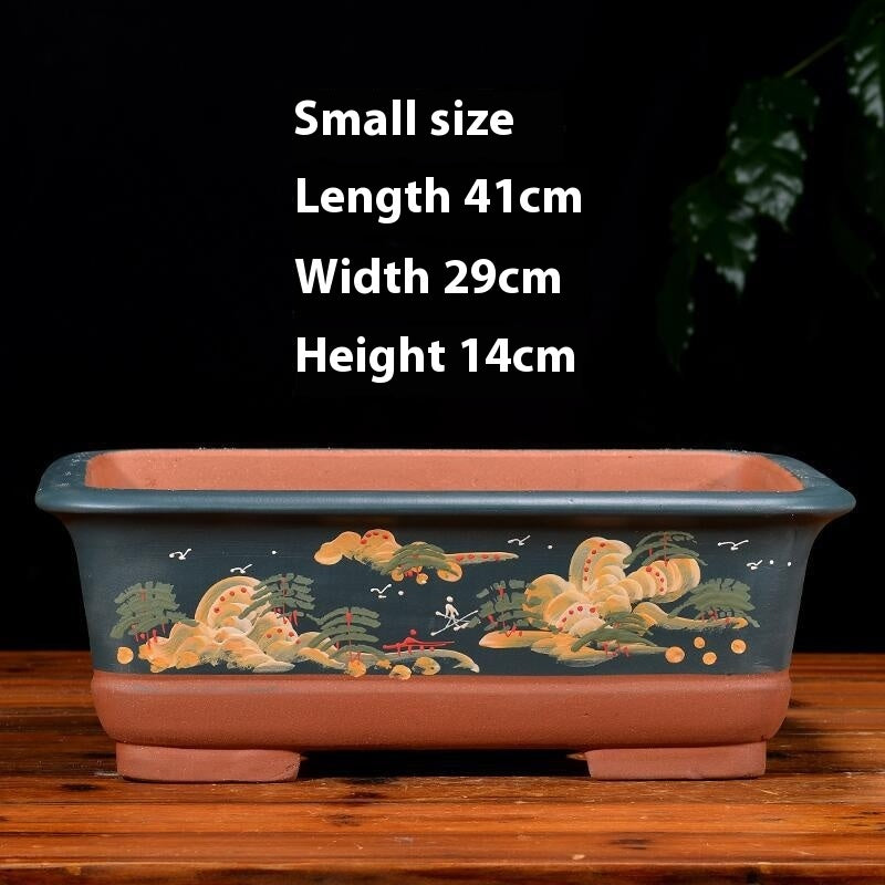 Purple Sand Flowerpot Rectangular Bonsai Pot